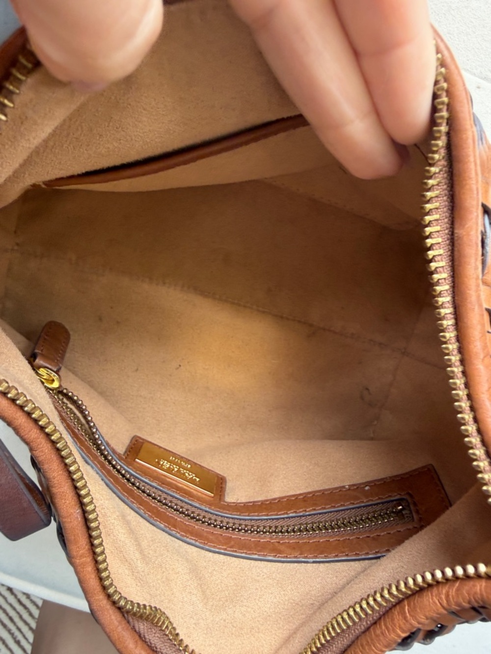 Ralph Lauren Woven Leather Shoulder Bag - Cognac Brown - Picture 4 of 5